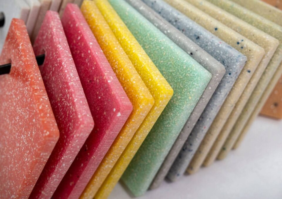 Colorful tile samples for a kitchen remodel